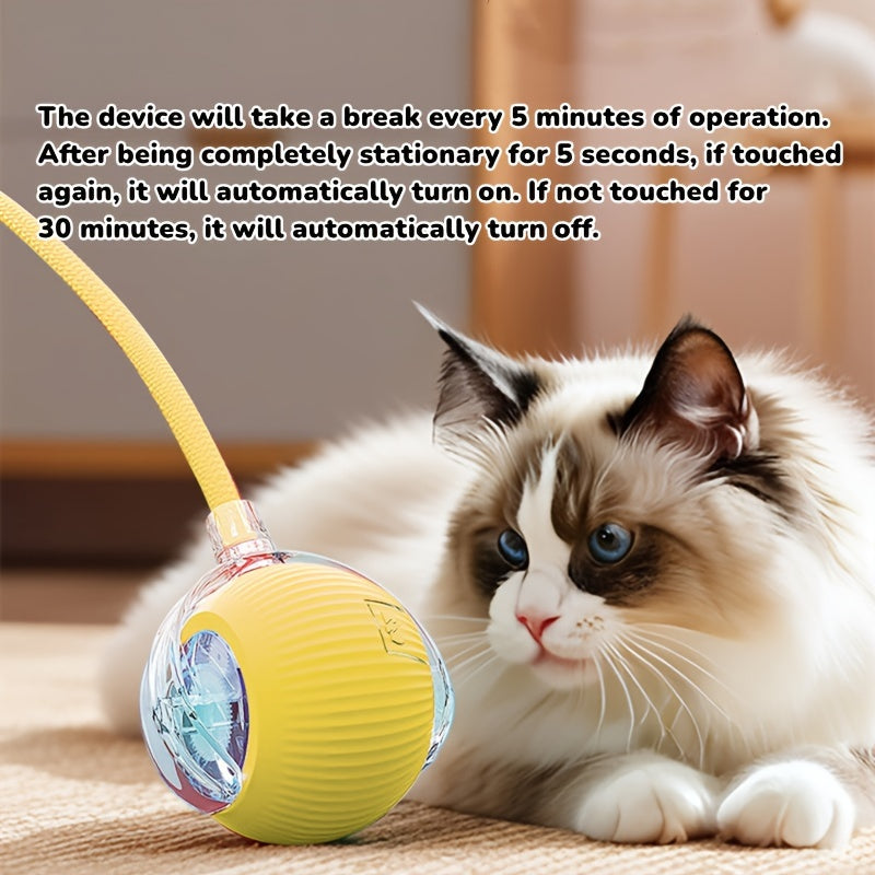 Durable USB rechargeable cat toy ball provides interactive play for cats and dogs to relieve boredom with smart electric play.