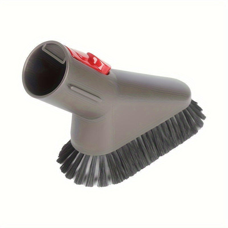 Soft dust brush attachment designed for easy floor cleaning with a self-cleaning feature. Compatible with various vacuum models and made of plastic material. Compact and traceless design.