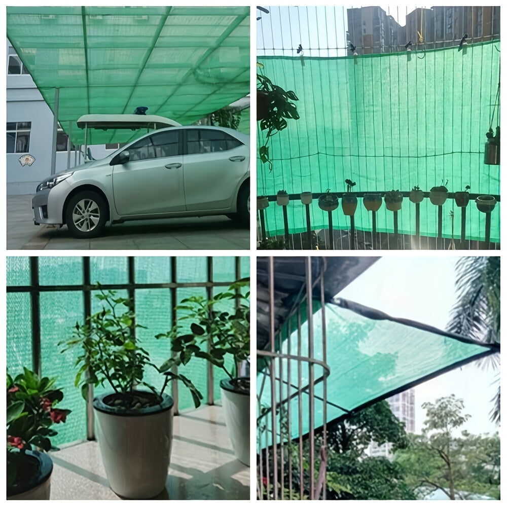 90% UV resistant green mesh tarp with grommets for garden, plant cover, canopy, and camping.