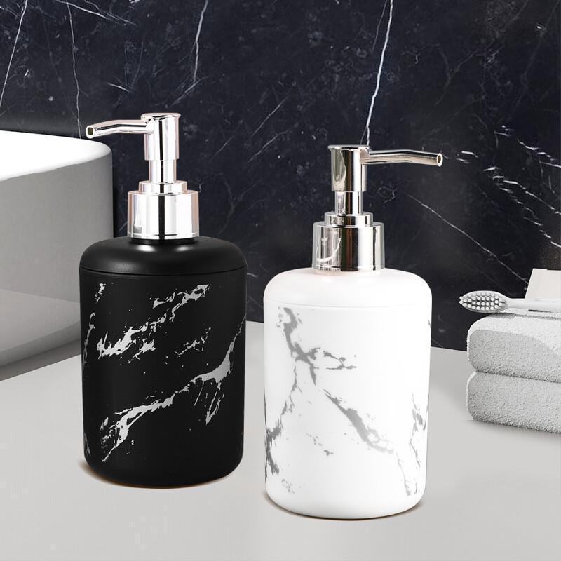 1/2 Marble Textured Soap Dispenser - Easy to Use, Slip-Resistant, and Reusable for Various Uses in Bathroom and Kitchen.