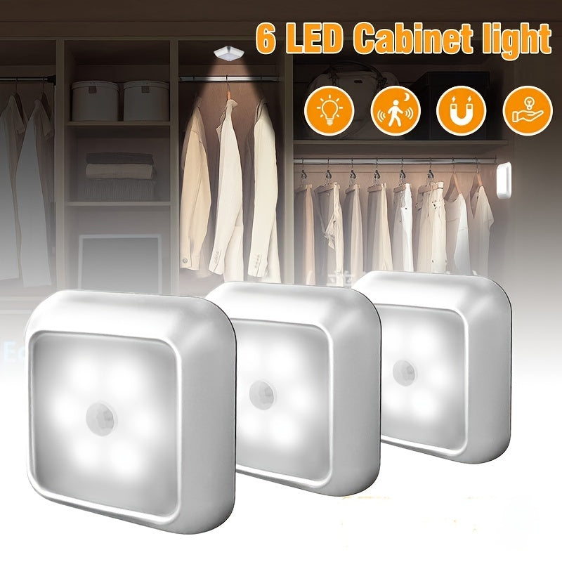 3 LED motion sensor night lights for indoor decoration in ladder bedroom, corridor, and staircase.