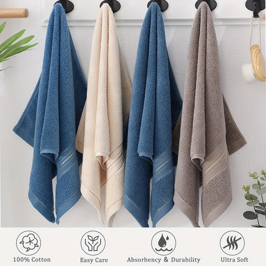 Luxurious 3-pack of cotton bath towels with striped design, super absorbent and quick-dry for bathroom use.