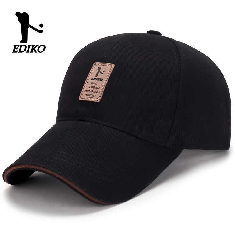 EDIKO Unisex Baseball Cap in Black, 100% Breathable Sun Protection, Casual Outdoor Golf Cap, Hand Washable