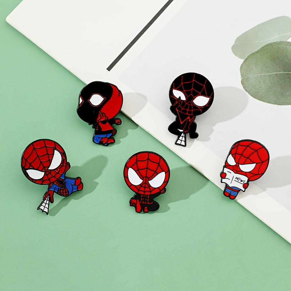 Set of 6 Marvel Spider-Man Enamel Brooch Pins, Adorable Cartoon Anime Design made from Alloy Metal, Unique Irregular Shaped Fashion Accessories for Clothing and Backpacks, Perfect Gift for Friends