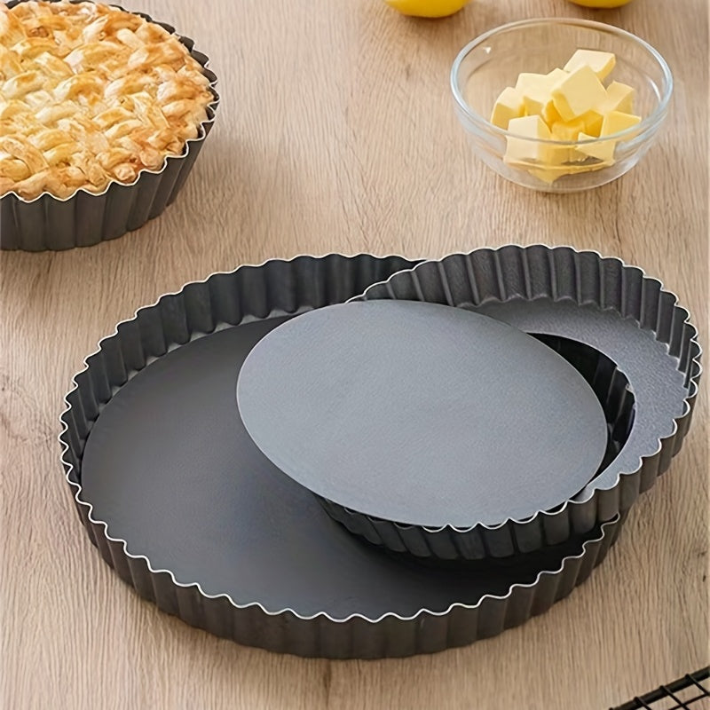 1 piece of baking tools with multiple sizes optional, including a pie pan, flower shaped egg tart pan, loose bottom pancake pan, and removable bottom metal pizza pan, all designed to make your cooking experience more enjoyable. Perfect for any kitchen