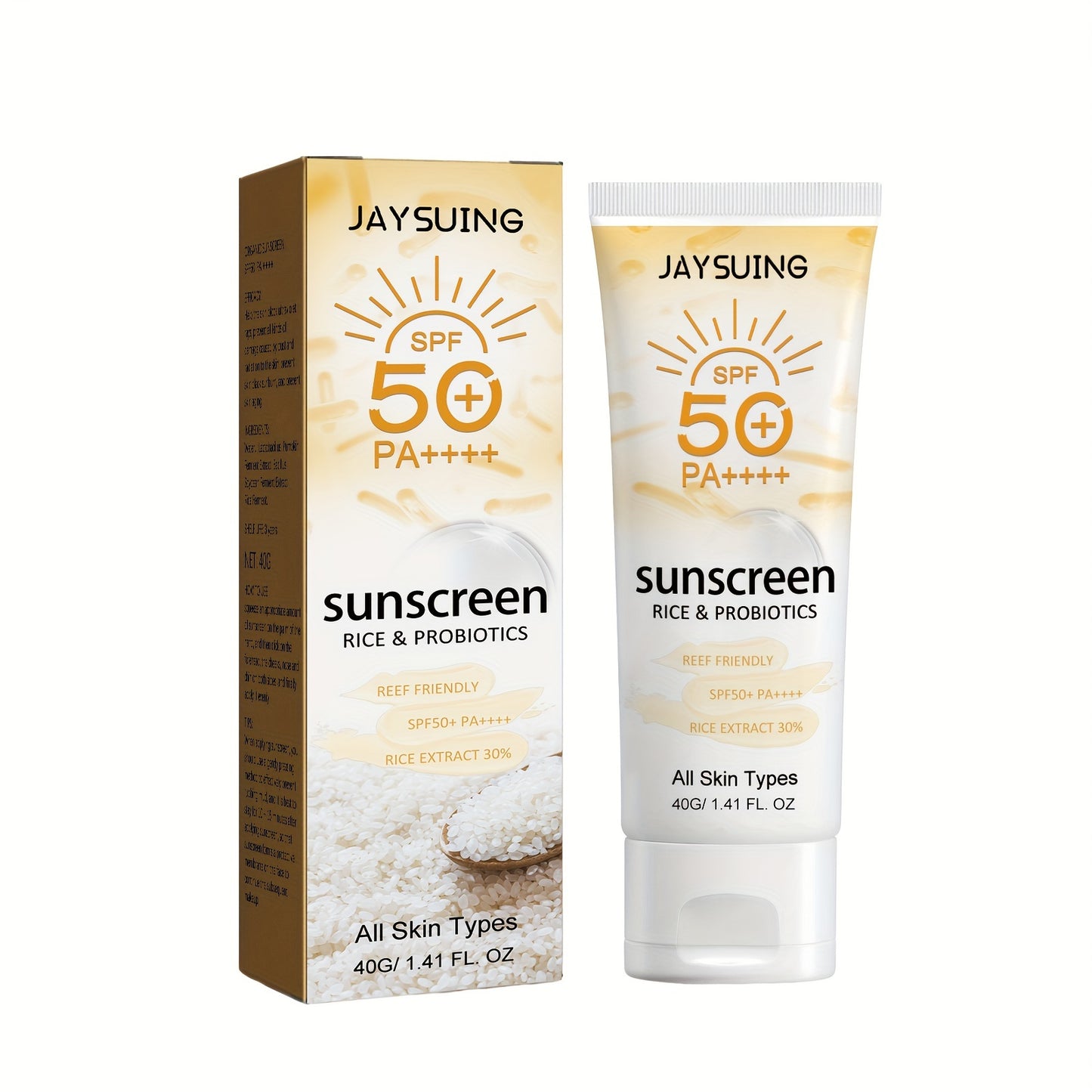 SPF50+ PA++++ Rice & Probiotics Sunscreen Cream, 40g/1.41fl.oz, Lightweight, Non-Greasy Sun Protection for Face & Body, Hydrating & Suitable for All Skin Types.