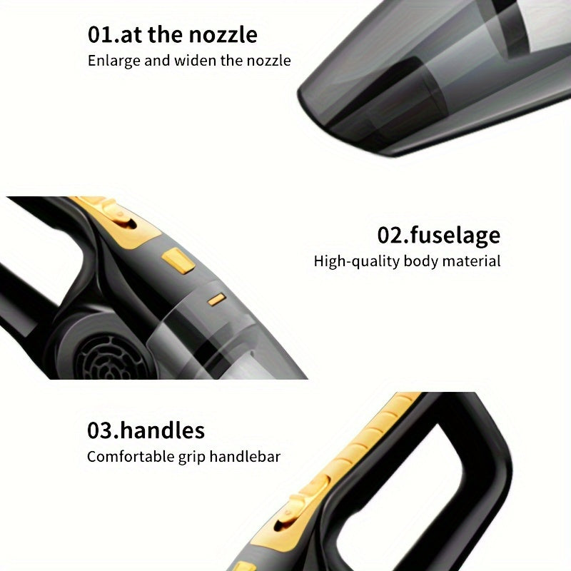 Portable car vacuum cleaner with strong suction power for effective dust removal.