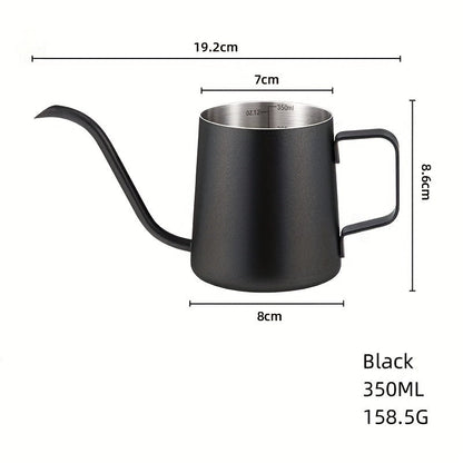 Handmade stainless steel matte water kettle with a thin and long mouth – perfect for outdoor camping and travel. Capacity options of 250ml or 350ml.