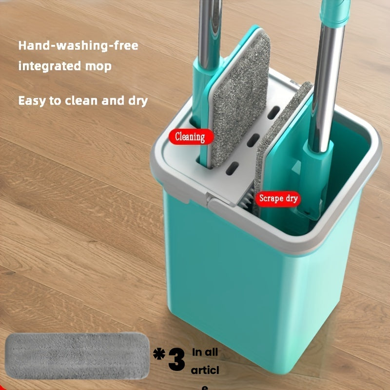 This set includes a single household mop for both dry and wet cleaning, ideal for use on kitchen, living room, and bedroom floors. The set also includes a bucket for easy wringing and a dual-use design for versatile cleaning. The perfect gift for