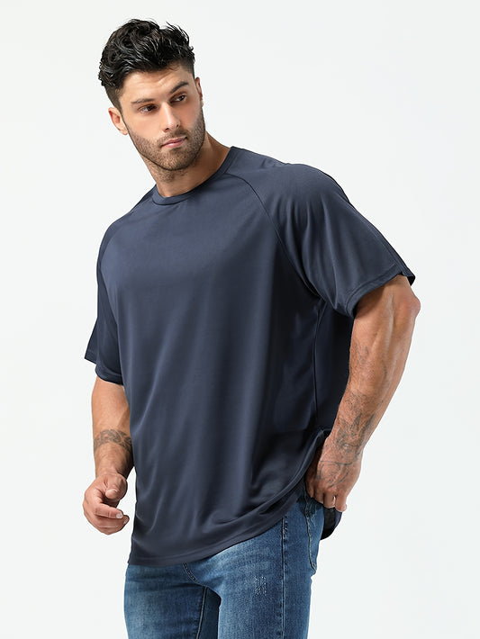 Plus size men's casual t-shirts in solid colors, with a comfort fit and short sleeves. Made from a polyester blend, machine washable. Available in multiple colors and plus sizes.