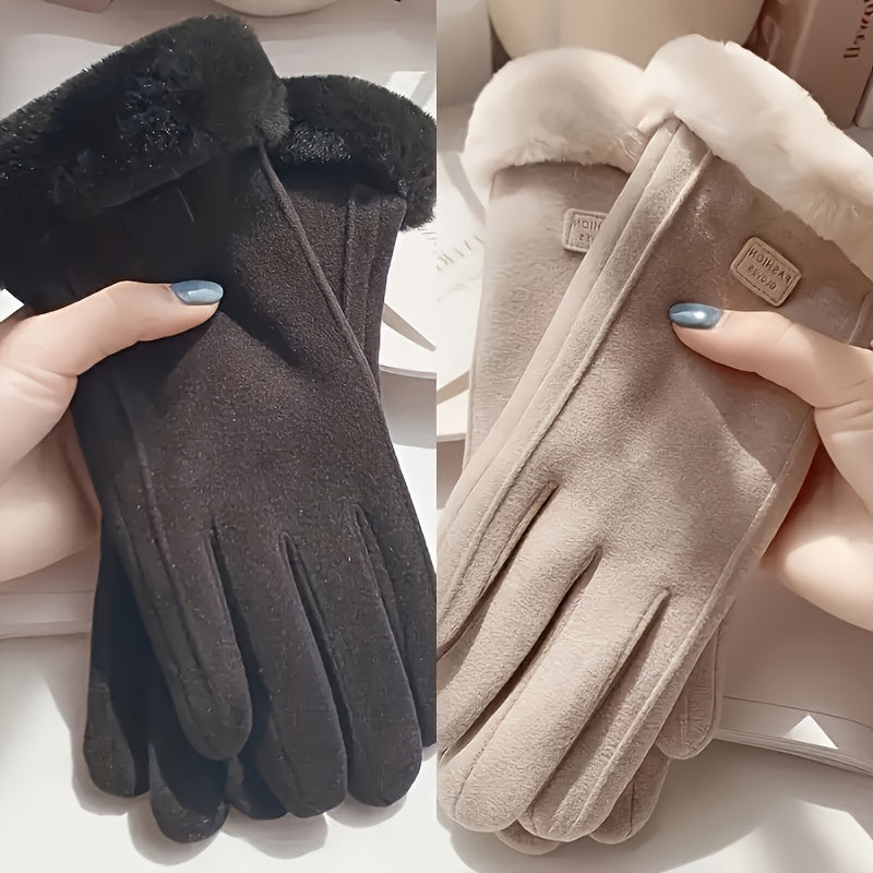 Fashionable women's gloves with thermal insulation, touchscreen capabilities, and elastic polyester material. These split finger gloves are perfect for outdoor activities like cycling and driving, providing warmth and protection against the wind. Hand