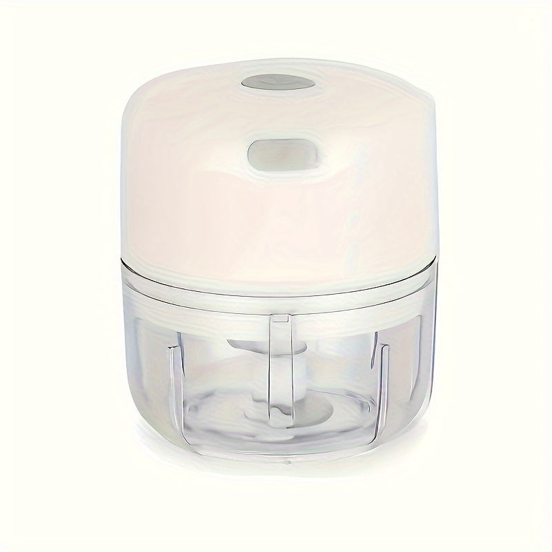 Electric mini garlic chopper that can crush ginger and vegetables, with USB meat grinder and sturdy build, 100/250ml capacity, ideal for kitchen use.