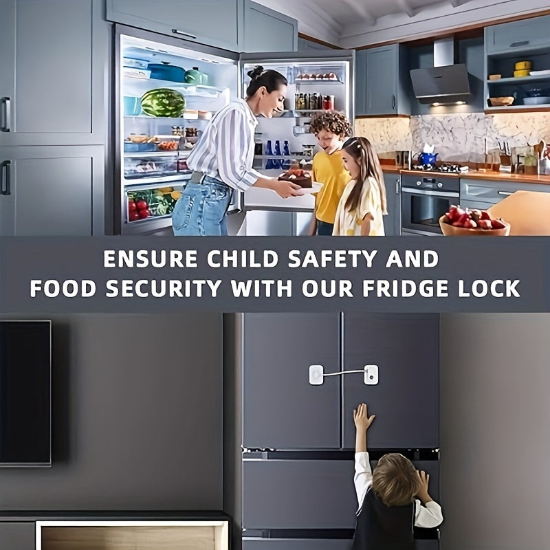 Set of 2 Child Safety Locks for Refrigerator with Silicone Wire & 3M Adhesive, Made with Lead-Free Plastic, Simple Installation, Safe for Surfaces, Suitable for Ages 14 and Up