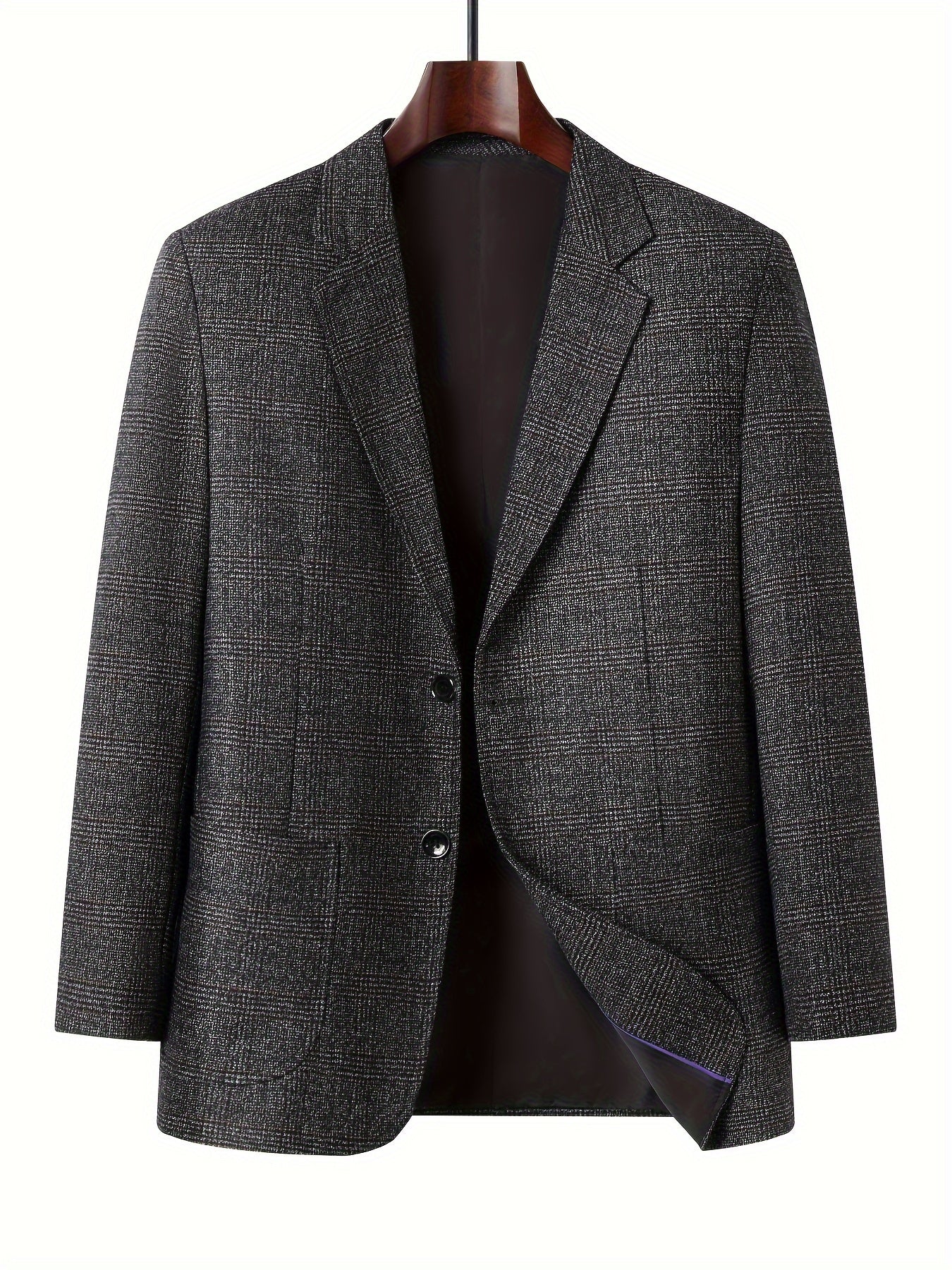 Men's Leisure Fit Classic Plaid Blazer in Polyester for Spring/Fall, Casual & Business-Ready