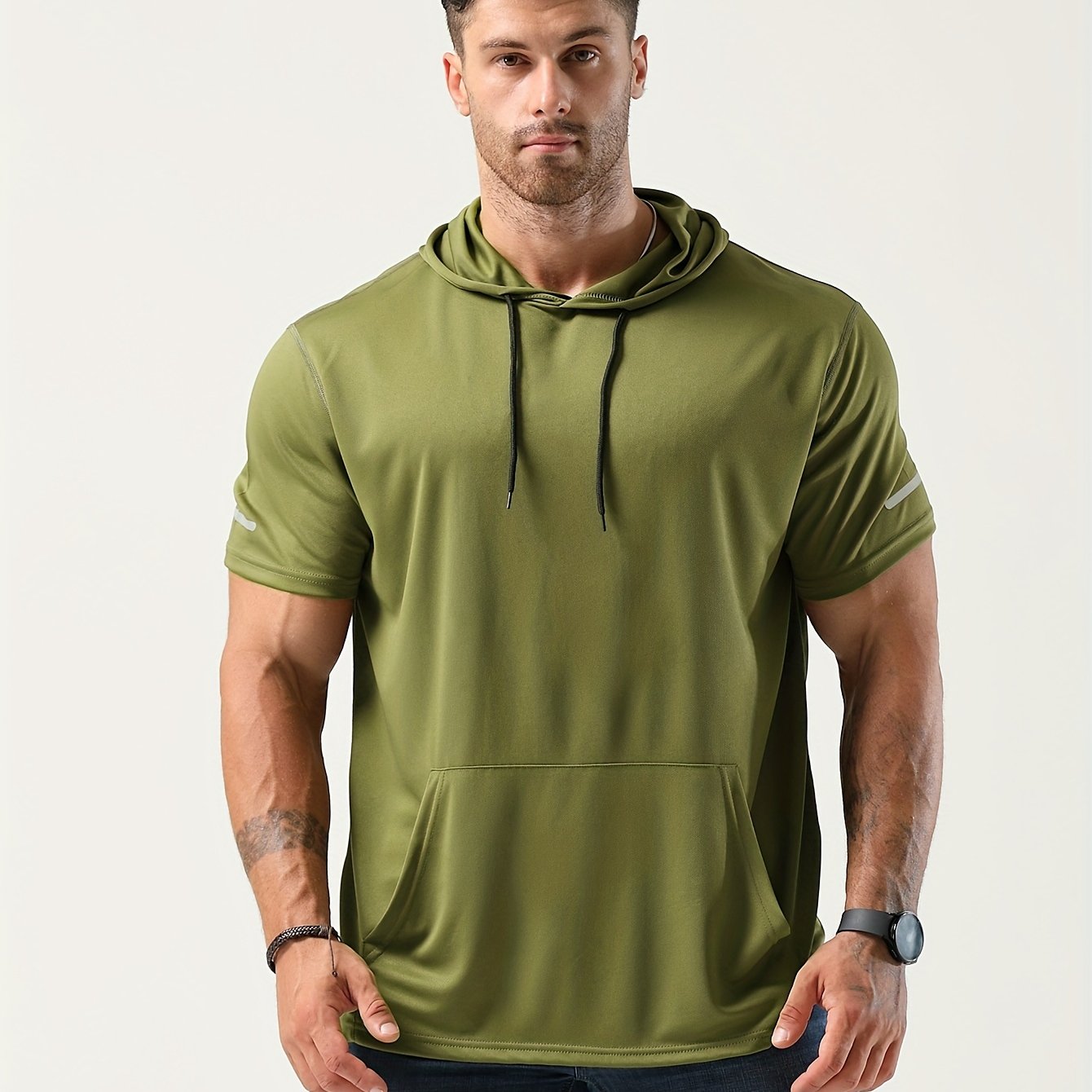 518 Plus-size Men's Quick-drying Hooded Sports T-shirt