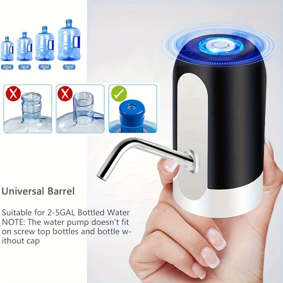 Get the 1pc USB Rechargeable Electric Water Pump for a compact and elegant design that offers easy installation and convenient practicality. Featuring one-button operation and a blue light display, this pump is USB rechargeable and can easily pump around