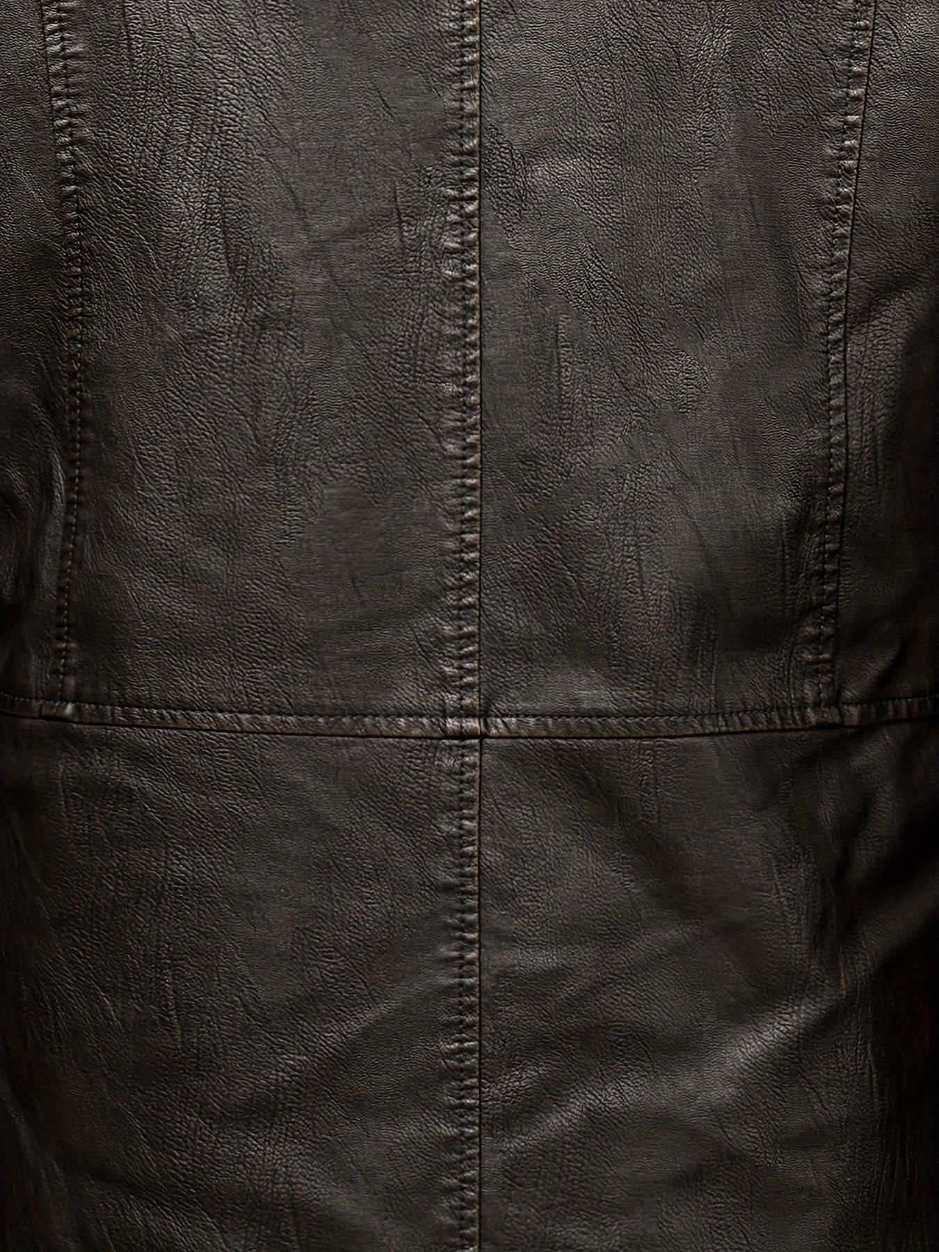 Men's distressed PU leather jacket with fleece lining, multiple pockets and windproof design.