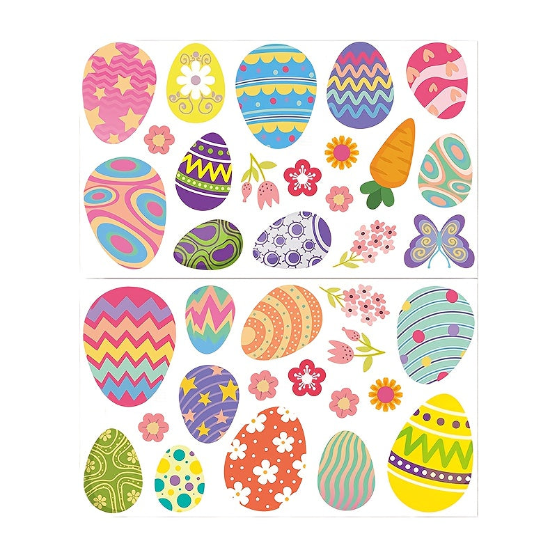 Easter Egg Window Clings - Includes 9 Sheets, Battery-Free, Easy to Apply, Ideal for Easter Party Decor & Supplies