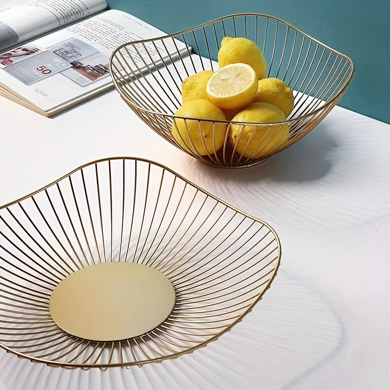 Metal fruit bowls for serving and storage, decorative display rack for dining table.