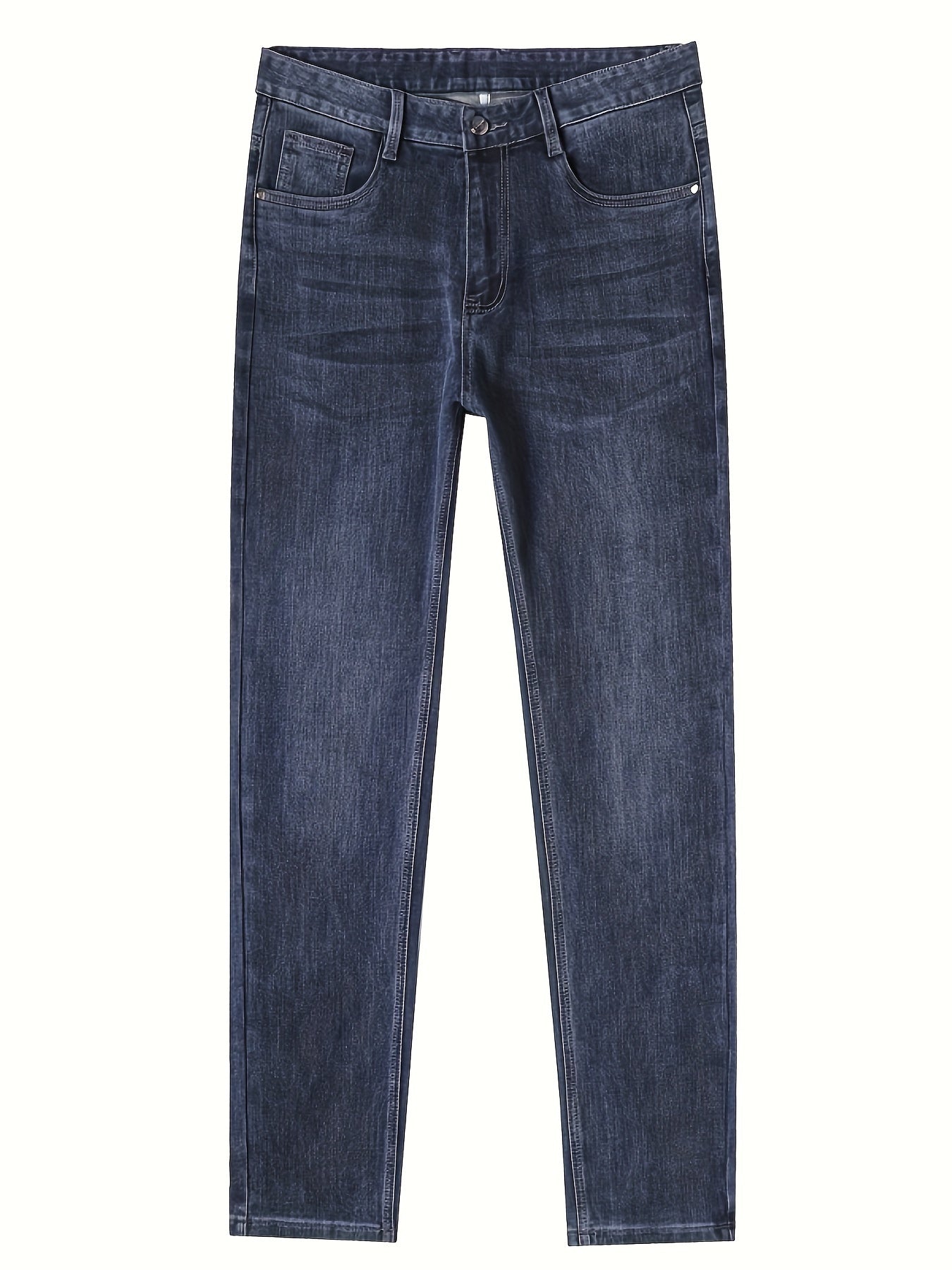 Men's Classic Blue Denim Jeans, Slim Fit with Stretch Blend for Comfort in Business or Casual Wear