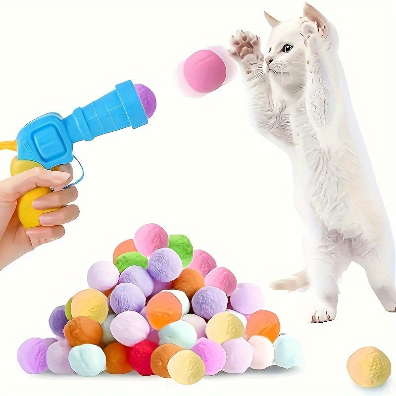 Quiet launch ball toy for cats and dogs, made of plush material - suitable for all breeds, non-electric, battery-free, ideal for stimulation and play.