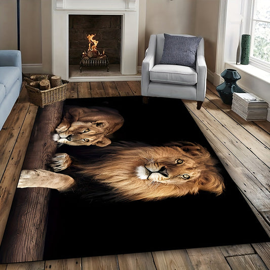 Upgrade your space with the exquisite 1pc Luxurious Crystal Velvet Area Mat featuring a stunning Double Lion Design. Made from anti-slip, machine washable polyester, this mat is perfect for the living room, bedroom, bathroom, or farmhouse decor.