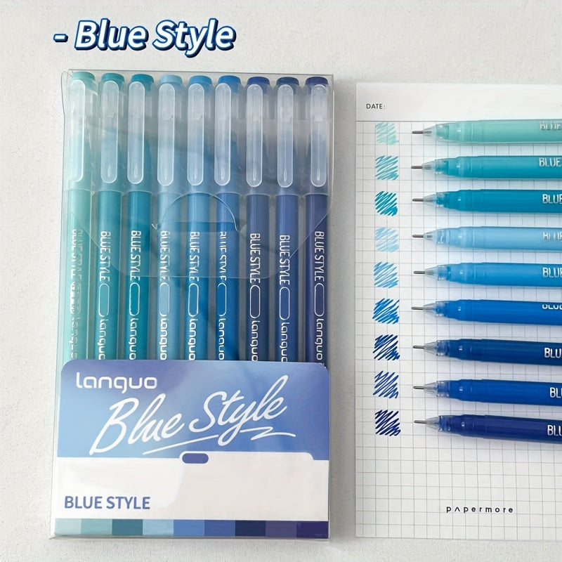 1pc, 9pcs Morandi Retro Color Palette Handwriting Pens with stackable color ink refills.