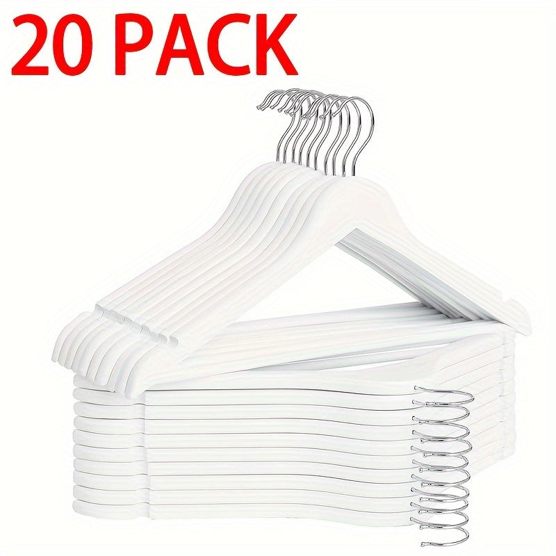 Non-Slip Wooden Clothes Hangers Set of 10/20 With Grooves, Solid Wood Drying Rack for Wardrobes, Bedrooms, and Clothing Stores - Space-Saving Storage Organizer for Home in Bedroom, Bathroom, and Closet.