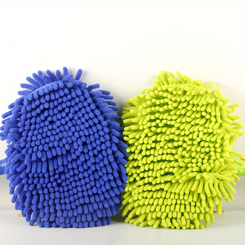 Extendable Car Wash Mop for effective vehicle detailing and care, with ultra absorbent microfiber chenille head and durable long handle, ideal for home windows. Color: Green & Black.