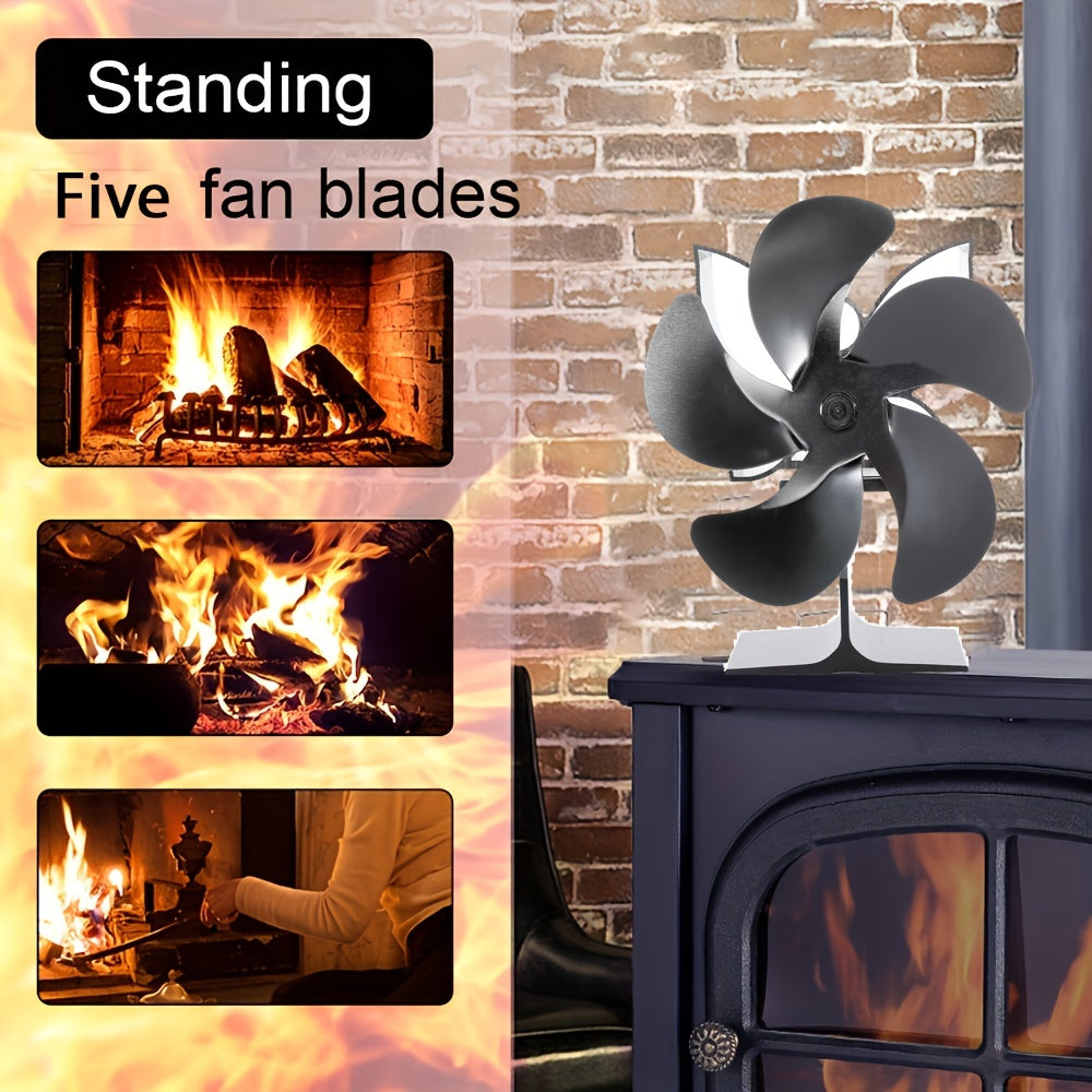 Enhance Heat Distribution for Wood, Gas, or Log Burning Stoves with 5 Standing Fan Blades - Electricity-Free Solution