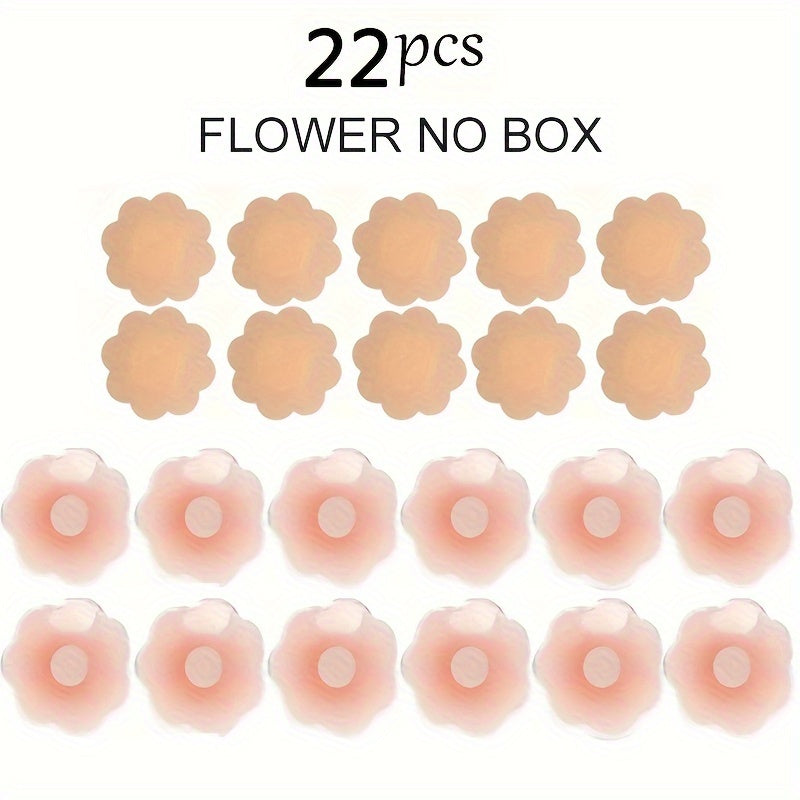 22pcs of solid silicone nipple covers, invisible strapless breast pasties, women's lingerie accessory, 2024 bestseller, reusable, self-adhesive.