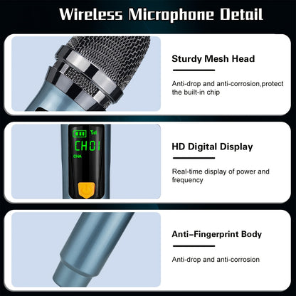 108 Gray 2pcs Dynamic microphones with volume control, clip, kickstand, USB charging, wireless, one-way polar pattern, rechargeable lithium battery by Heikuding.