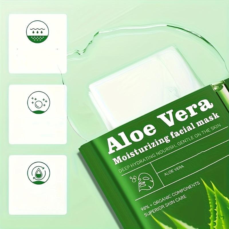 Adult Aloe Vera Facial Masks: 3-6pcs - Moisturizing Face Sheets with Glycerin, Nicotinamide & Trehalose - Alcohol-Free, Fragrance-Free, Hydrating for All Skin Types - Perfect for Home &