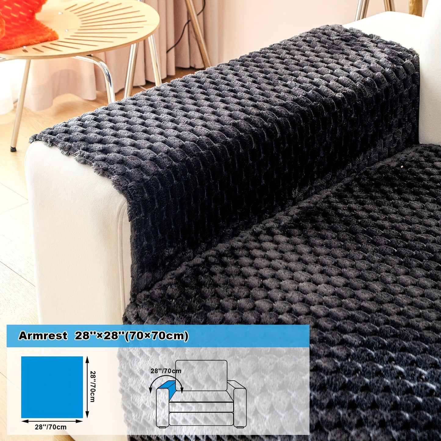 Modern honeycomb velvet sofa cover, pet-friendly, non-slip, thick furniture slipcover for armchairs to sectional sofas. Machine washable, made of 300-350gsm polyester. Offers cozy home accent and soft furnishing cover for your couch.