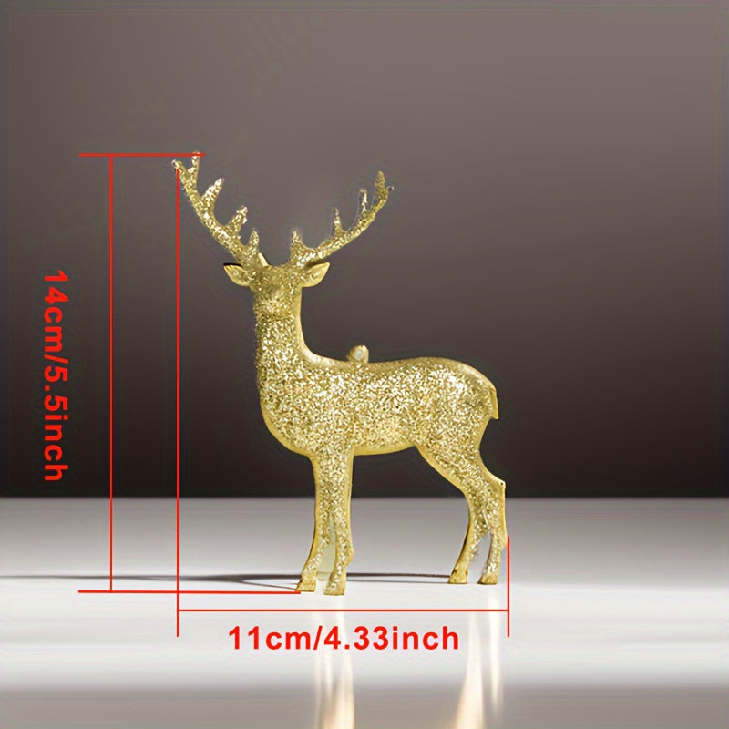 Golden Christmas Reindeer Figurines in 2 or 6 pieces, perfect for holiday decorations or gifting. Ideal for Christmas parties and home decor.