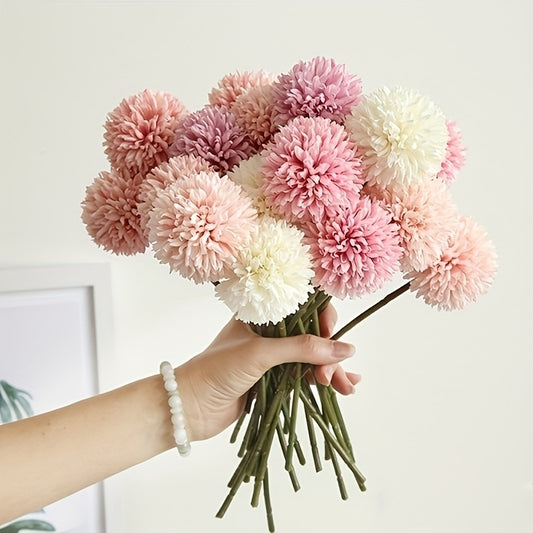 5 artificial chrysanthemum and dandelion flowers for DIY wedding decor.