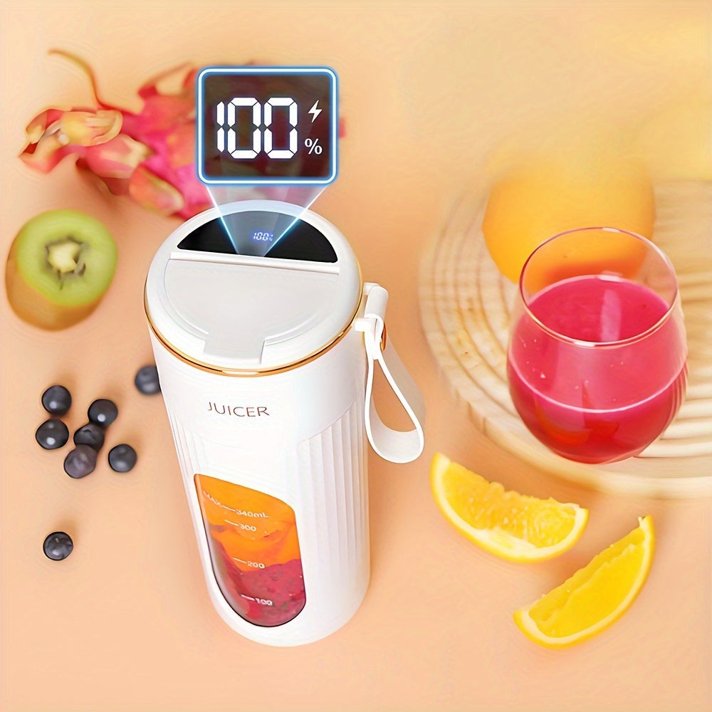 Portable Blender with Digital Display, USB Rechargeable - 17.35oz Capacity, Compact Design for Travel and Home Use, Easy to Clean, Perfect for Making Smoothies and Crushing Ice