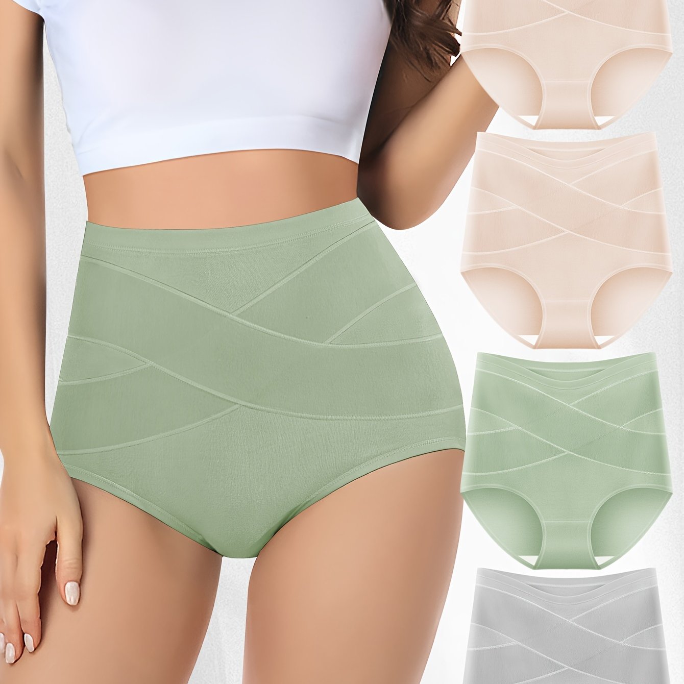 4 seamless high waist briefs for women, comfy and breathable lingerie.