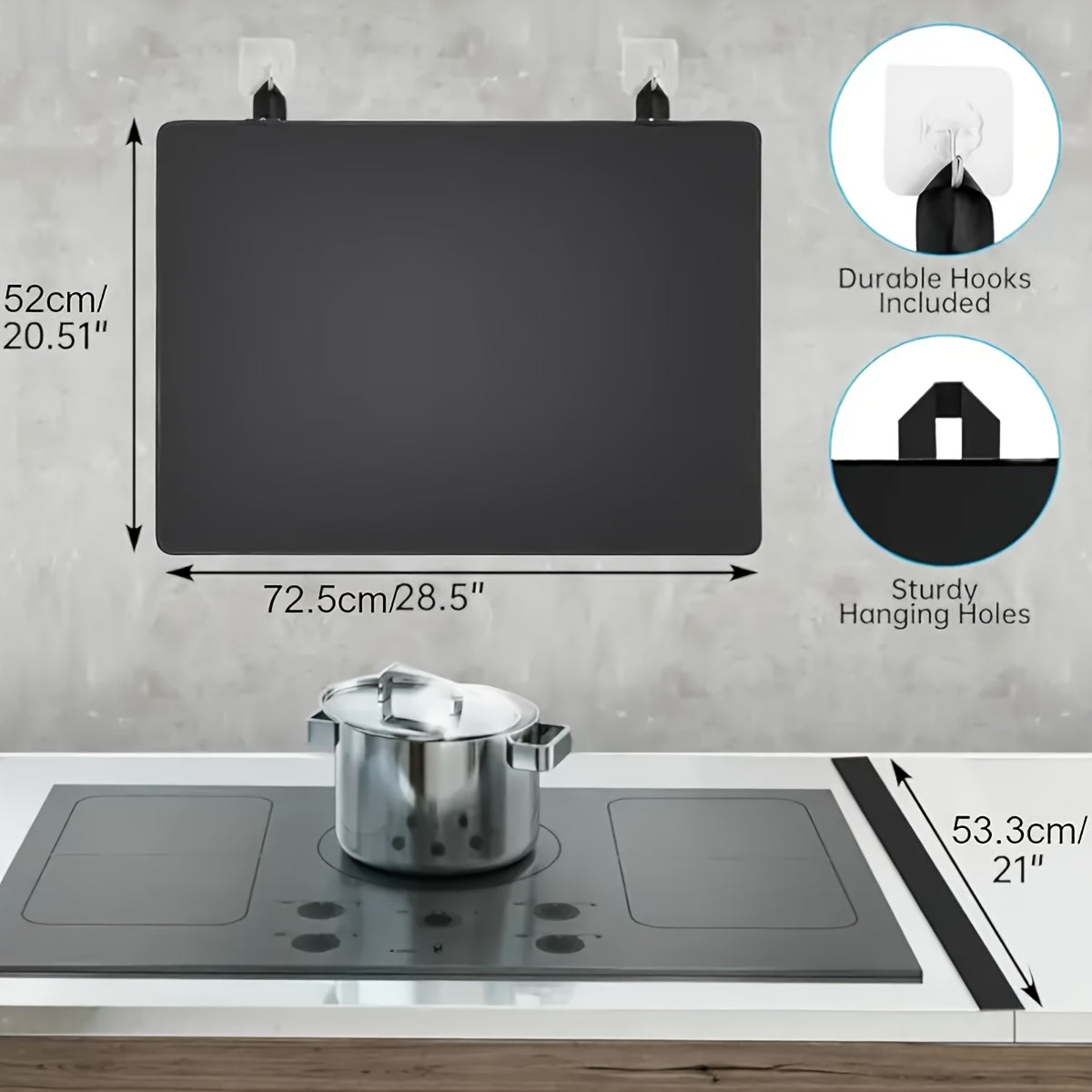 Protect your electric stove with this set that includes a glass top cover measuring 72.39x 52.07cm, along with 2 stove gap covers. The natural rubber stovetop mat and ceramic glass protector prevent scratching and keep your cooktop looking new. These