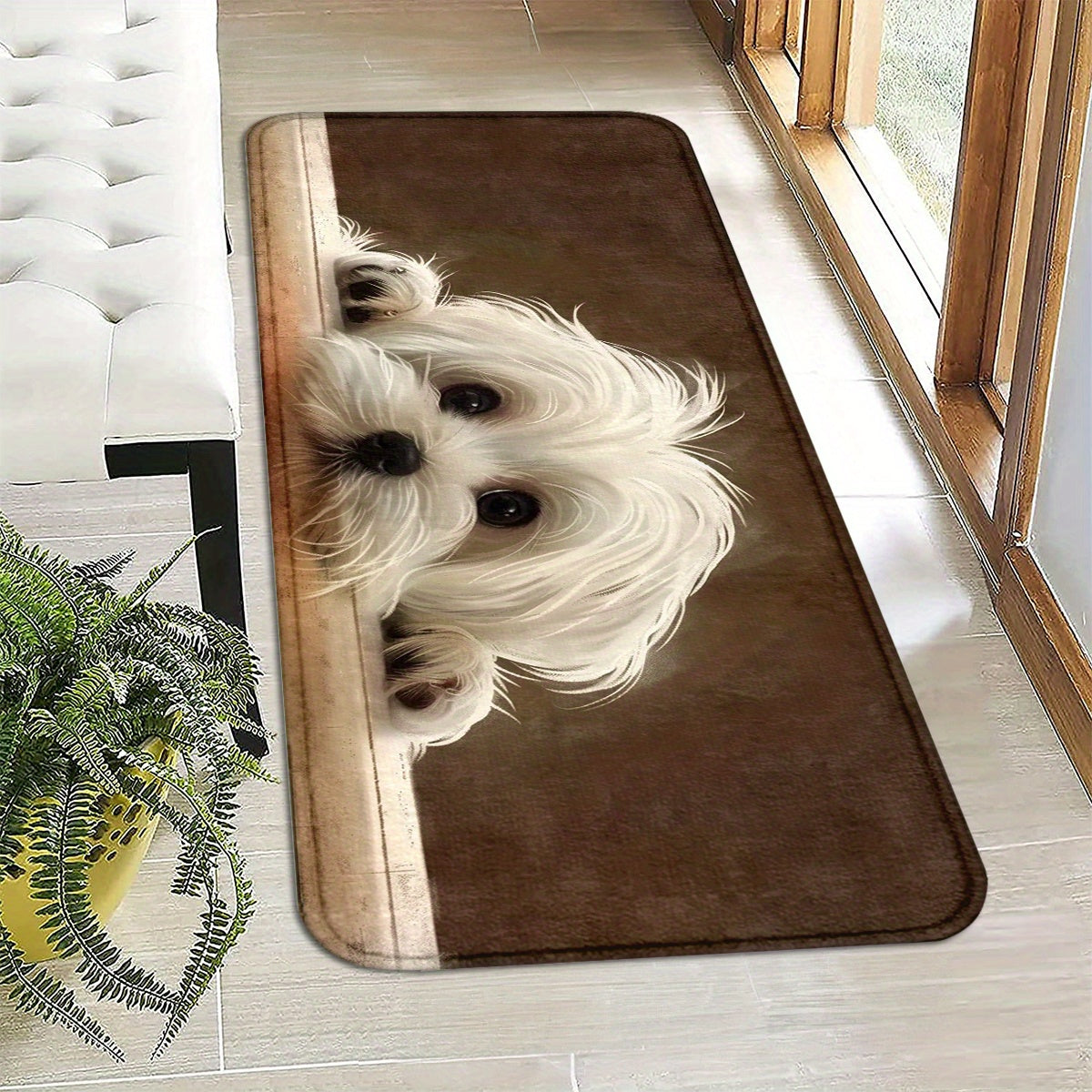 Soft, Durable Welcome Mat with Adorable Dog Design | Non-Slip, Easy to Clean | Great for Indoor/Outdoor, Kitchen, Bathroom, Bedroom | Perfect Holiday Decor & Gift