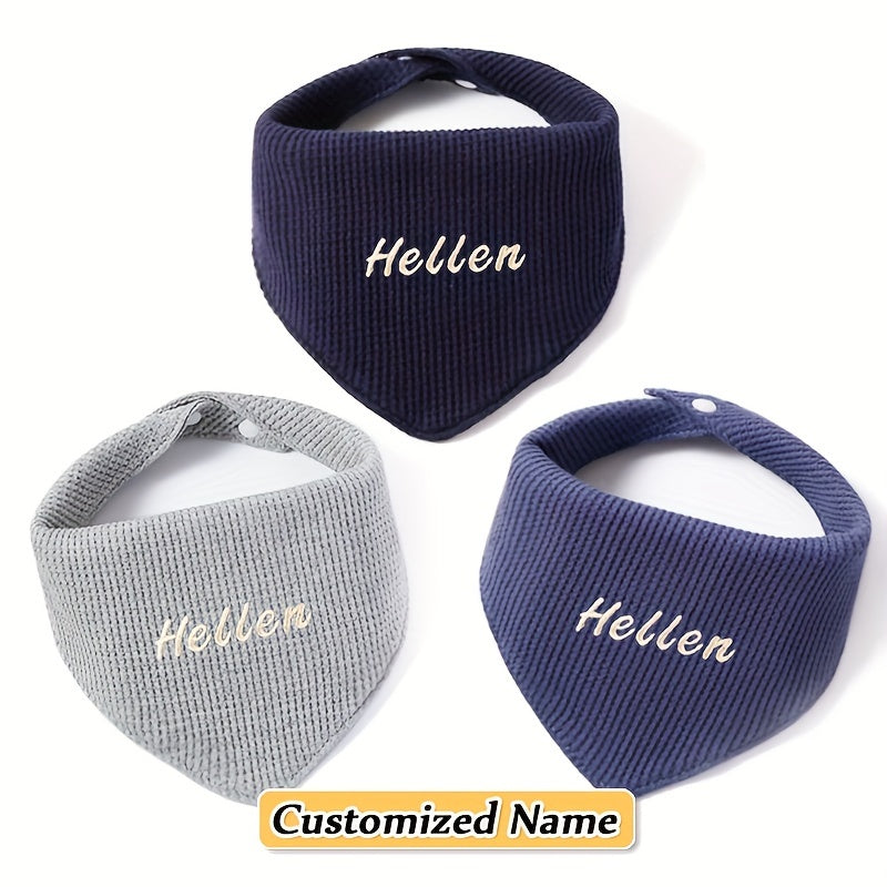 Set of 3 Soft and Absorbent Kids' Bibs - Adjustable Snap, Breathable Cotton Material, Optional Personalized Name - Great for Children and as Gifts for the Holidays