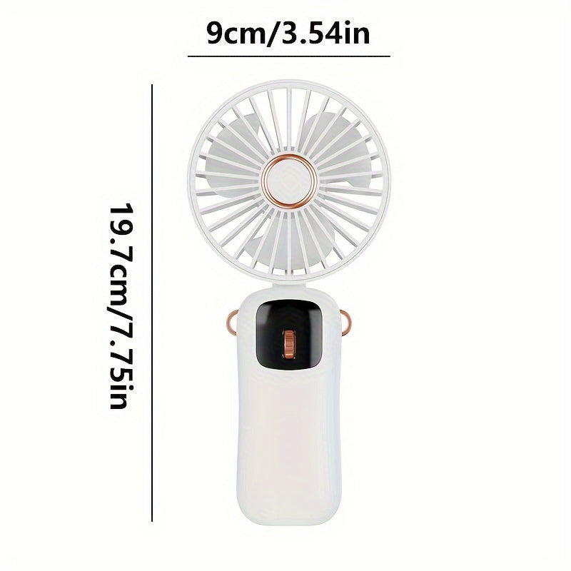 Compact Mini Handheld Fan with LED Display, 90° Foldable, Rechargeable via USB 1200mAh Lithium Battery, 100 Adjustable Speeds, Button Operated, Suitable for Indoor & Outdoor Activities, Featuring Exhaust Fan Design for Office, Bedroom, Travel, and