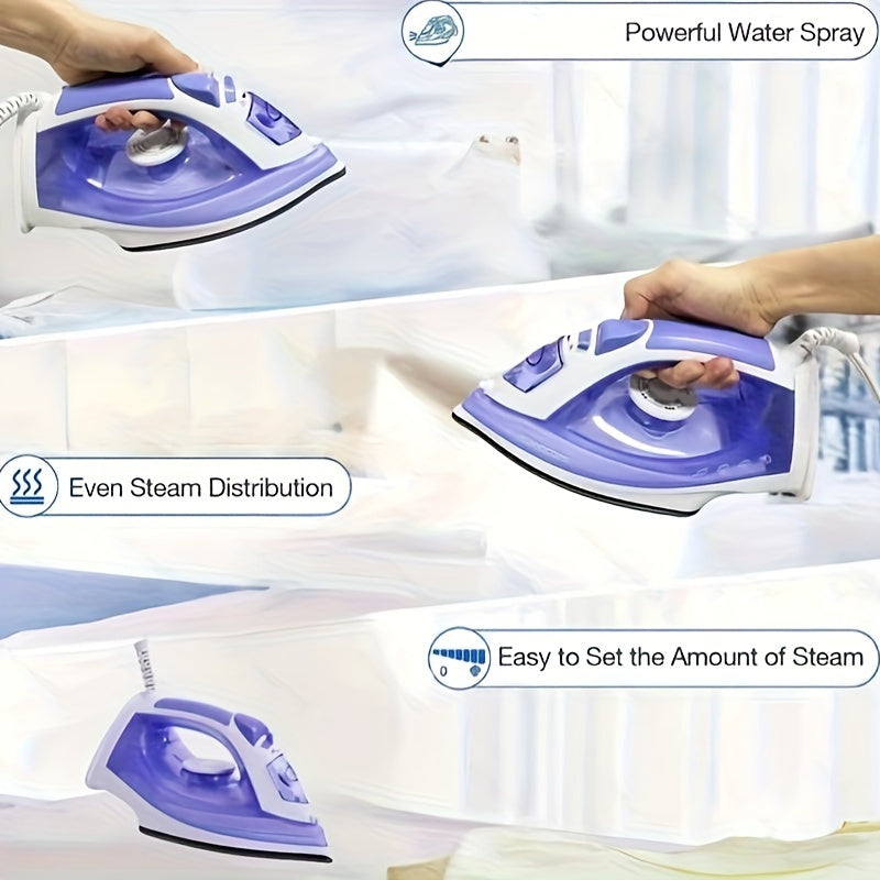 2000W Steam Iron for Clothes featuring Non-Stick Soleplate and Adjustable Thermostat Control. Equipped with Overheat Safety Protection, Variable Steam Control, and a 2.2m power cord.