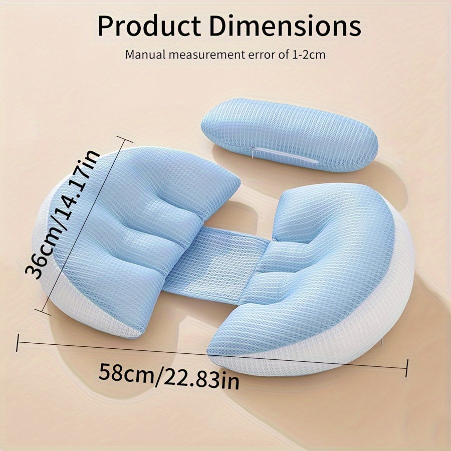 U-shaped Pregnancy Pillow for Side Sleeping Support with Waist and Abdominal Cushion - Perfect for Pregnant Women Throughout All Seasons.