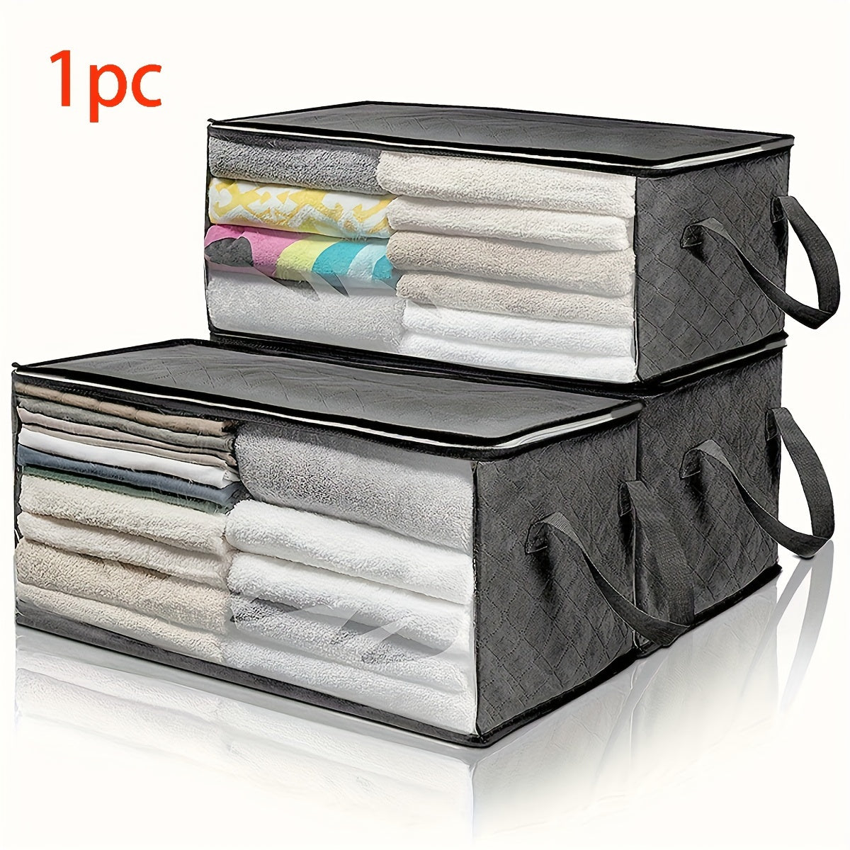 Spacious Storage Bag with Lid & Handle - Ideal for Clothes, Blankets, Quilts, Toys | Convenient Organizer for Bedroom, Dorm, Home, Laundry Room