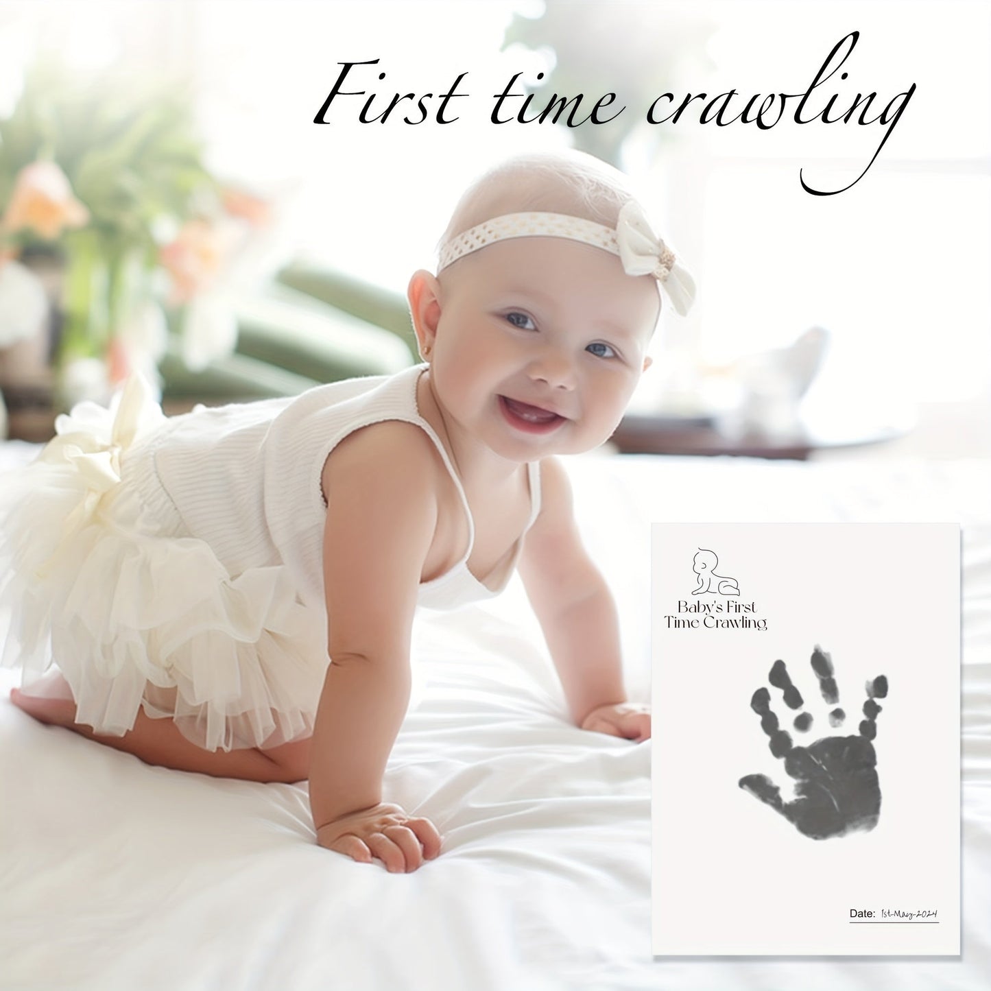 7-piece Ai Bei Parent Co First Milestone Keepsake Kit includes Inkless Hand & Footprint Cards, Clean Touch Memory Casting Paper, and 7 Wipe Bags. Perfect for capturing memories from birth to 3 years old, this kit makes a wonderful family memory gift.