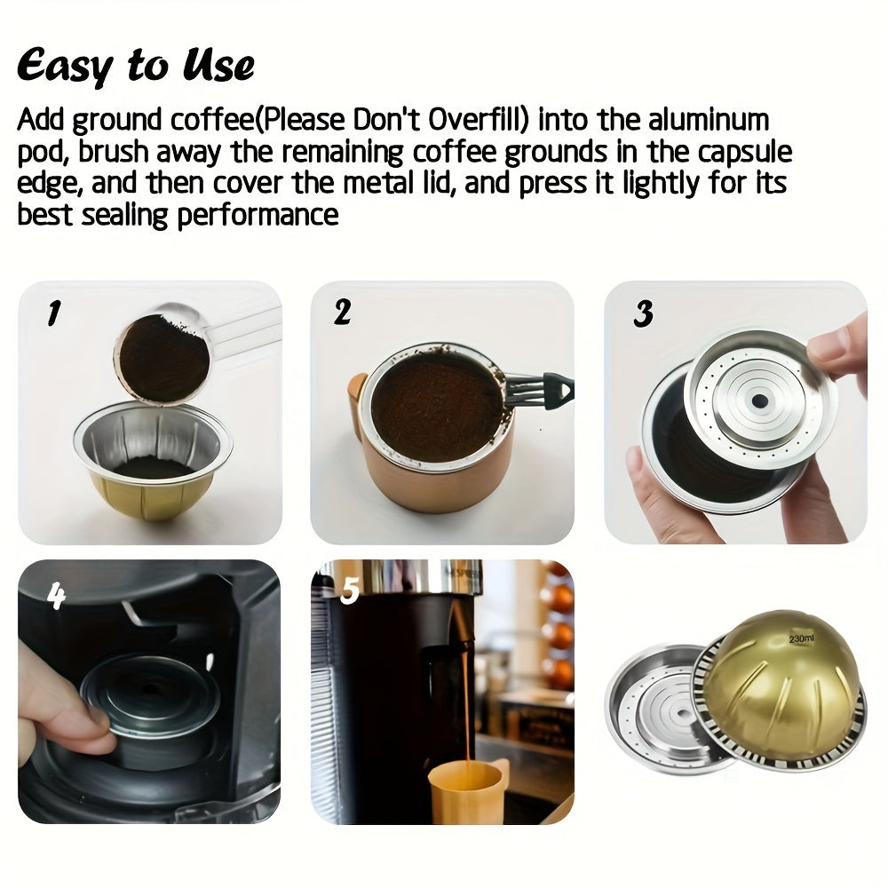 Set of 1, 2, or 3 reusable espresso pods with covers, designed to be compatible with VertuoLine machines. This coffee filter tool is a must-have household gadget for espresso lovers.