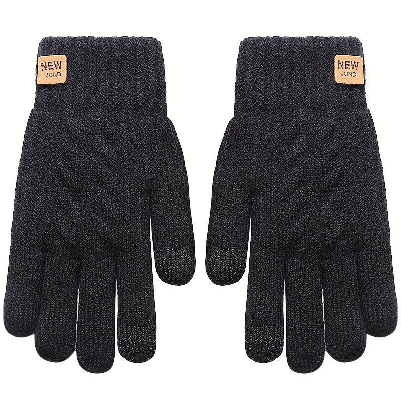 Wholesale Double-layer Knitted Gloves with Velvet Lining, Coldproof and Warm Touch Screen Gloves, Solid Color Elastic Short Winter Gloves