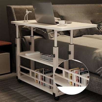 A convenient folding desk on wheels, adjustable height, and versatile usage - perfect for students, home office, or bedside. Large, portable design with a shelf for study or laptop work.