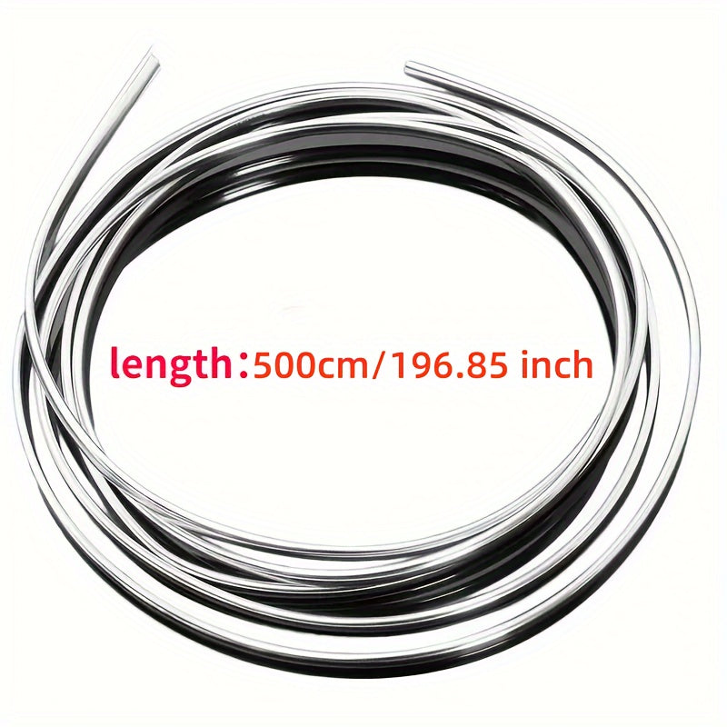 5m car door chrome decoration strip with rolled design for scratch prevention. Durable rear bumper guard for vehicle protection.